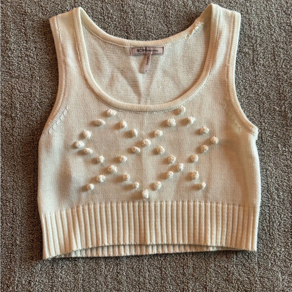 BCBGeneration ivory knit crop top sweater vest xs
